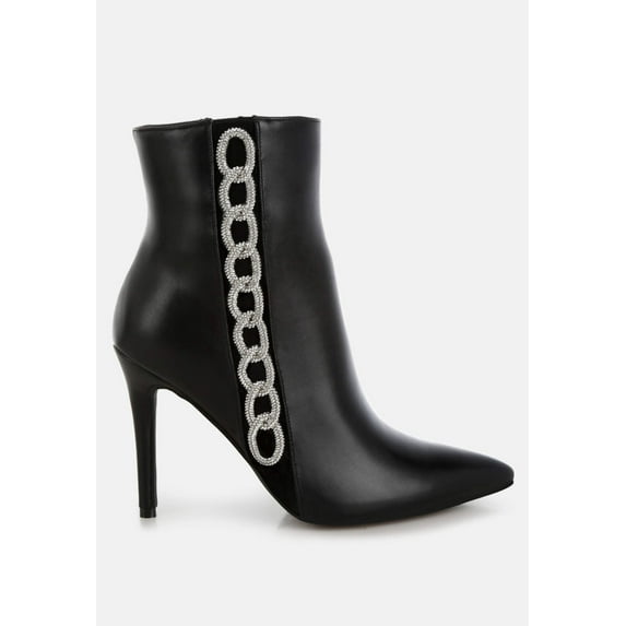 Kalina Rhinestones Chain Detail Boots