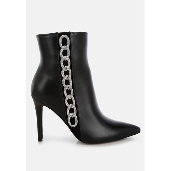 Kalina Rhinestones Chain Detail Boots