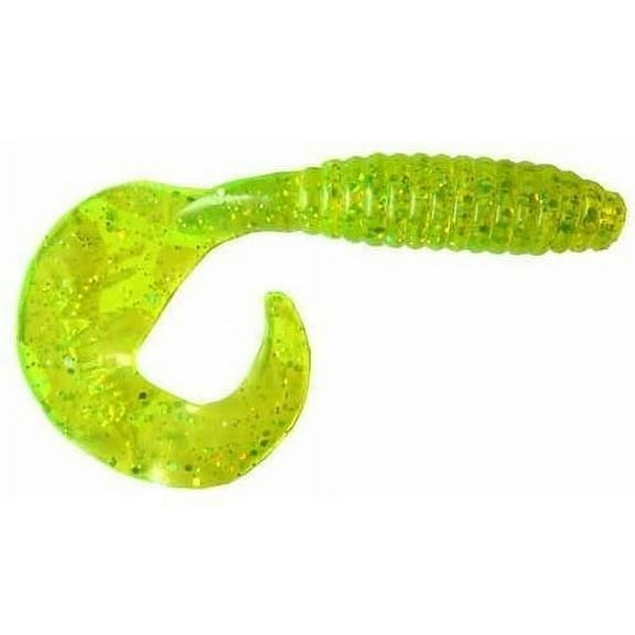 Kalins Freshwater 3 in Lunker Fishing Soft Plastic Grub, Chartruese Holo, River,10pk