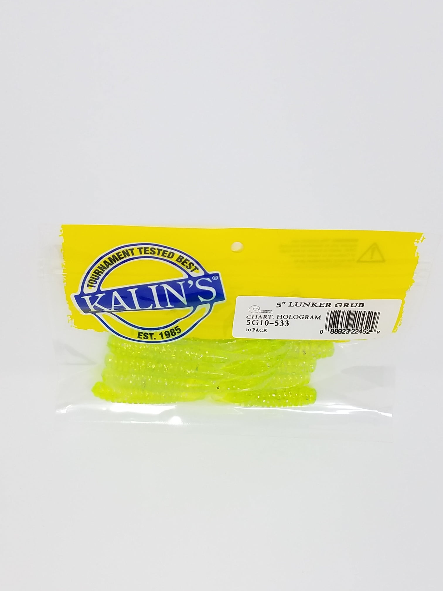 Kalins Freshwater 5 Lunker Fishing Soft Plastic Grub, Chartreuse