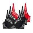 thumbnail image 1 of Kaliqueen 3pc Women's Floral Lace Bra Underwire Mesh Full Coverage Underwear Solid Color Plus Size Push Up comfy Breathable Bra, 1 of 5