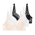 thumbnail image 1 of Kaliqueen 3pc Women's Floral Lace Bra Underwire Mesh Full Coverage Underwear Solid Color Plus Size Push Up comfy Breathable Bra, 1 of 4
