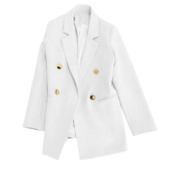 Kaliqueen Blazer for Women Dressy Casual Long Sleeve Solid Color Suit Jackets Lightweight Lapel Button Down Office Jackets with Fake Pocket