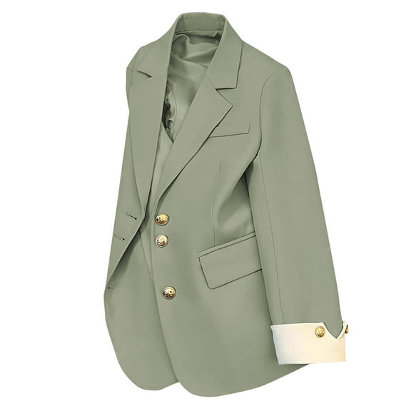 Kaliqueen Business Work Blazer for Women Long Sleeve Lapel Open Front Suit Jackets Lightweight Button Casual Office Clothes