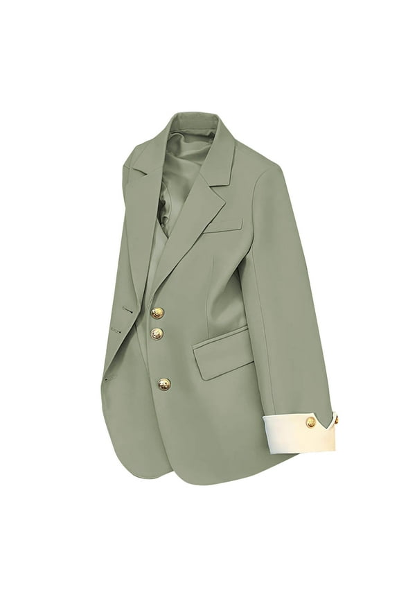 Business Work Blazer for Women Long Sleeve Lapel Open Front Suit Jackets Lightweight Button Casual Office Clothes