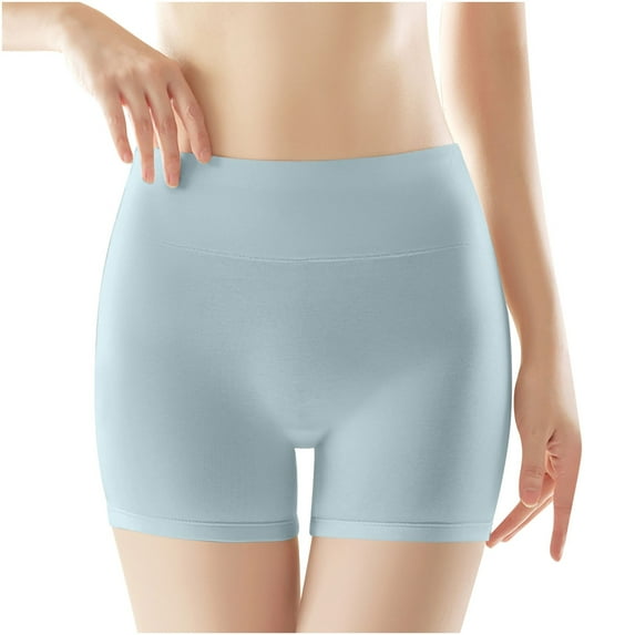 Kaliqueen Cotton Boy Shorts Underwear for Women High Waisted Seamless Anti Chafing Panties Breathable Comfortable Solid Color Full Coverage Briefs