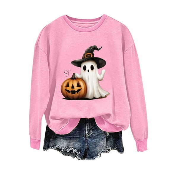 Kaliqueen Crewneck Sweatshirt Halloween-themed prints Long Sleeve Pullover Casual Gothic Fall Clothes 2025