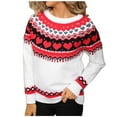 thumbnail image 1 of Kaliqueen Fair Isle Sweaters for Women Vintage Fall Winter Casual Oversized Knitted Pullover Colorful Crew Neck Long Sleeve Graphic Print Jumper Tops, 1 of 9