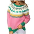thumbnail image 1 of Kaliqueen Fair Isle Sweaters for Women Vintage Fall Winter Casual Oversized Knitted Pullover Colorful Crew Neck Long Sleeve Graphic Print Jumper Tops, 1 of 9