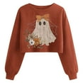 thumbnail image 1 of Kaliqueen Halloween Crop Sweatshirt Women Trendy Halloween Atmosphere Patterns Pullover Tops Casual Long Sleeve Crewneck Fall Spooky Season Sweatshirt, 1 of 2