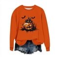 thumbnail image 1 of Kaliqueen Halloween Sweatshirts for Women Spooky Season Funny Long Sleeve Graphic Crewneck Pullover Tops Loose Fit Holiday Outfits with Multi Print, 1 of 6