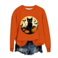thumbnail image 1 of Kaliqueen Halloween Sweatshirts for Women Spooky Season Funny Long Sleeve Graphic Crewneck Pullover Tops Loose Fit Holiday Outfits with Multi Print, 1 of 6
