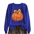 thumbnail image 1 of Kaliqueen Halloween/Thanksgiving Sweatshirts for Women Sequin Pumpkin Print Crewneck Pullover Tops Long Sleeve Fall Holiday Outfits, 1 of 6