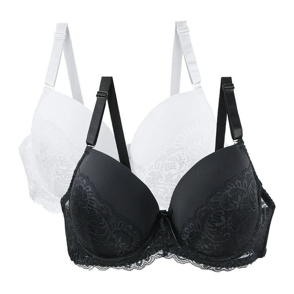 Kaliqueen Lace Bras for Women Plus Size Solid Color Wireless Soft Push Up Support Underwear Comfy Breathable Everyday Bar