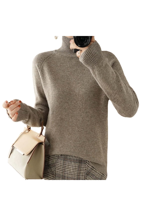 Long Sleeve Turtleneck Tops for Women Base Layer Solid Color Slim Fit Shirt Casual Lightweight Pullover