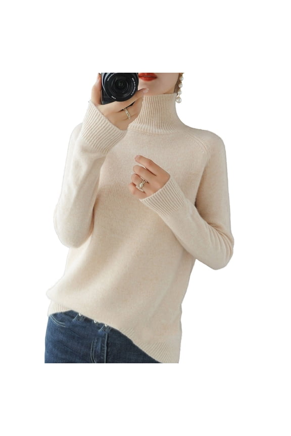 Long Sleeve Turtleneck Tops for Women Base Layer Solid Color Slim Fit Shirt Casual Lightweight Pullover