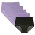 thumbnail image 1 of Kaliqueen Plus Size High Waisted Underwear for Women Lace Trim Stretch Full Coverage Postpartum Soft Panties Tummy Control 5 Pack Underwear, 1 of 8