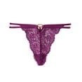 thumbnail image 1 of Kaliqueen Sexy Panties for Women Cut Out Sheer Lace Low Waist Ring Linked Thongs T-back No Show Underwear, 1 of 2