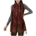 thumbnail image 1 of Kaliqueen Two Tone Silky Paisley Pashmina Scarf for Women Tassel Soft Comfy Shawl Wrap Fall Winter Warm Casual Trendy scarve, 1 of 2