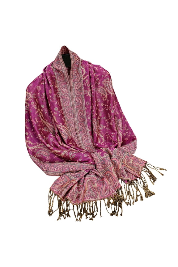 Two Tone Silky Paisley Pashmina Scarf for Women Tassel Soft Comfy Shawl Wrap Fall Winter Warm Casual Trendy scarve