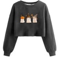 thumbnail image 1 of Kaliqueen Women Cropped Sweatshirt Cute Funny Ghost/Pumpkin Graphic Long Sleeve Pullover Fall Casual Crewneck Tops, 1 of 2