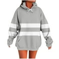 thumbnail image 1 of Kaliqueen Women's 2025 Striped Oversized Sweatshirt Color Block Crewneck Long Sleeve Hoodies with Pockets Drawstring Fall Fashion Pullover Tops with Pockets, 1 of 6