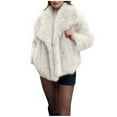thumbnail image 1 of Kaliqueen Women's Cropped Fluffy Faux Fur Coat Lapel Long Sleeve Open Front Shaggy Coat Fashion Winter Warm Outwear Jacket, 1 of 7