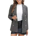 thumbnail image 1 of Kaliqueen Women's Double Breasted Plaid Blazer Classic Lapel Open Front Work Clothes Casual Long Sleeve Business Outerwear, 1 of 3