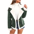 thumbnail image 1 of Kaliqueen Women's Fleece Lining Jackets Warm Winter Solid Color Cardigan Button Jacket Trendy Notched Lapel Loog Sleeve Outerwear with Pockets, 1 of 8