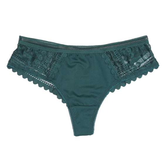 Kaliqueen Women's Mid Waist Lace Trim Panties Soft Comfortable Sexy Breathable Solid Color Sophisticated Elegance Underwear