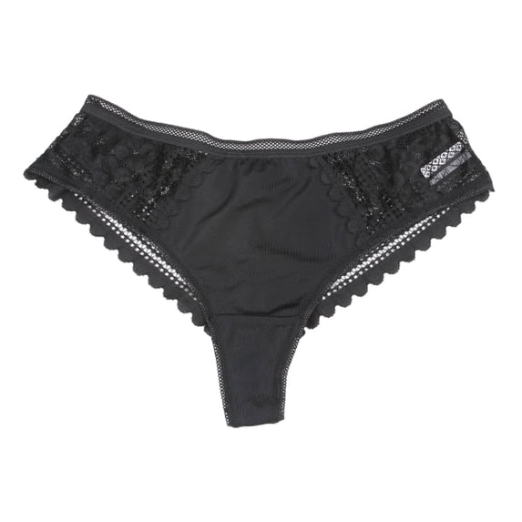 Kaliqueen Women's Mid Waist Lace Trim Panties Soft Comfortable Sexy Breathable Solid Color Sophisticated Elegance Underwear