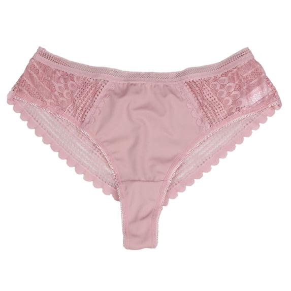Kaliqueen Women's Mid Waist Lace Trim Panties Soft Comfortable Sexy Breathable Solid Color Sophisticated Elegance Underwear