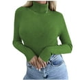 thumbnail image 1 of Kaliqueen Womens Shirts Turtleneck Long Sleeve Solid Color Pullover Tops 2025 Fall Slim Fitted Ribbed Knit Basic Casual Sweater, 1 of 5