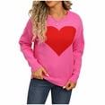 thumbnail image 1 of Kaliqueen Womens Sweater Crew Neck Heart Embroidery Knit Pullover Tops Casual Long Sleeve Loose Fit Trendy Outfits, 1 of 9