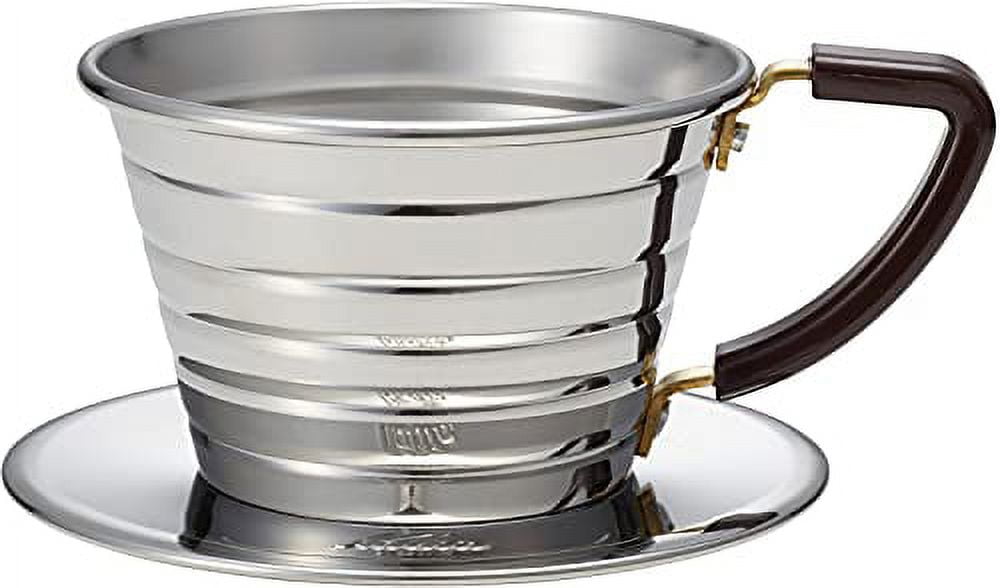 Kalita Wave 155 Dripper - Stainless Steel Pour Over Coffee Maker For 1-2 Cups, Japan Import, Flat Bottom Design For Even Extraction