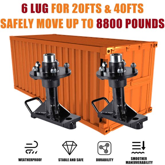 Kalkiam 2 Pack Shipping Container Wheels kit 5 x 5.5 Lug 8800LB Bolt On Wheels Fit for Shipping Container Hub and Spindle Kit