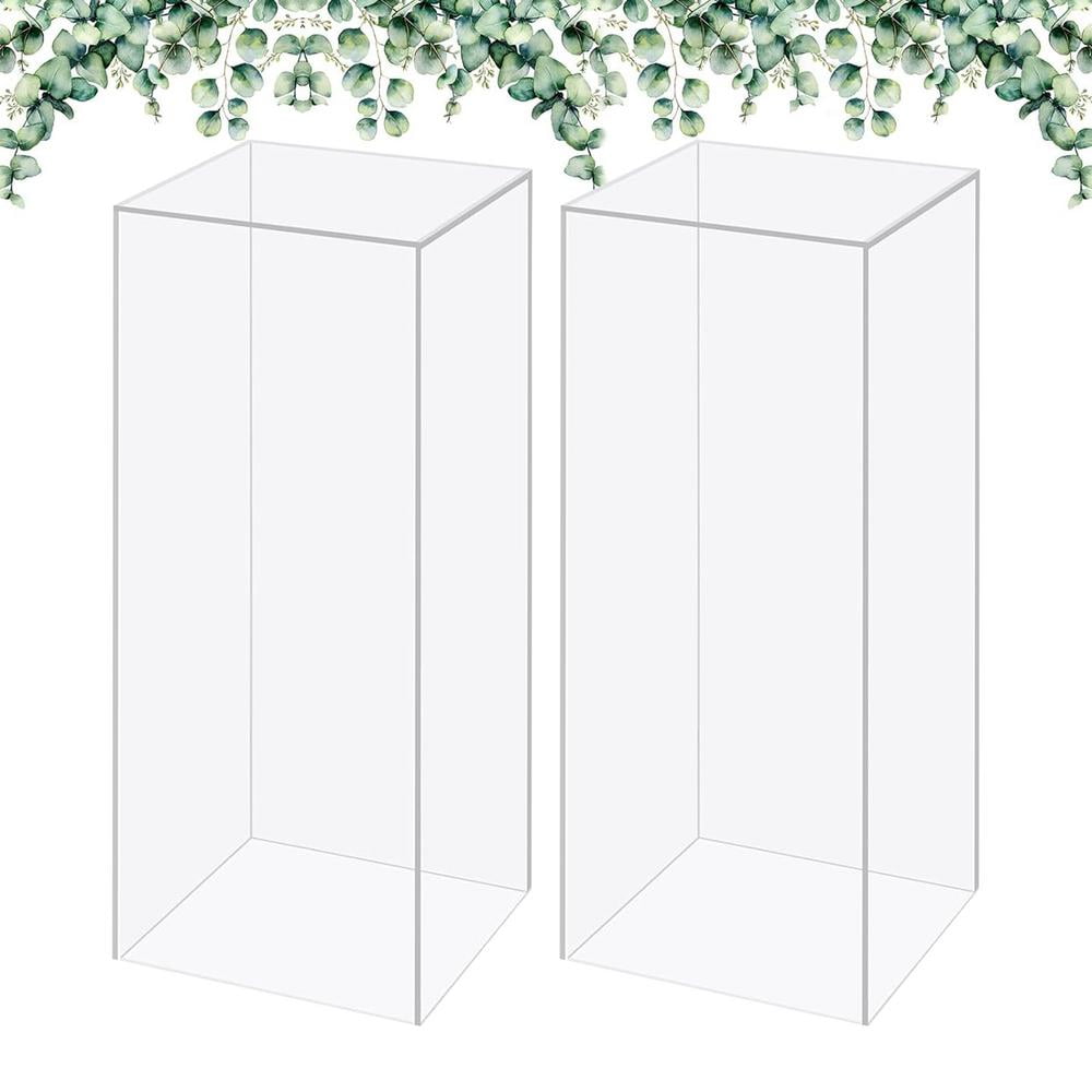 Kalkiam Acrylic Pedestal Stand 2pcs Clear Acrylic Cube Riser Box Square ...