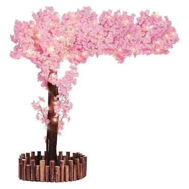 Kalkiam Artificial Cherry Blossom Tree，Faux Cherry Tree Fake Blossom Tree Indoor Outdoor Simulation Cherry Plant Romantic Flower Walls Background with 30 Branches Cherry Blossom 3 Tree Vine