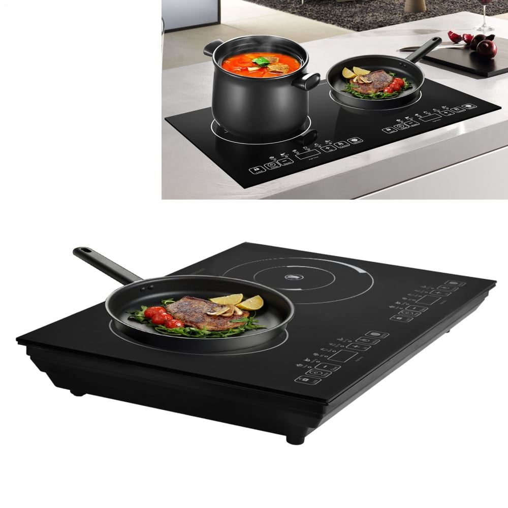 Kalkiam Two Burner Electric Cooktop Electric Induction Cooktop 2000W2000W Double-Head Top Stove 110V Electric Cooking Stove for Fry Simmer Steam Slow Cook physical