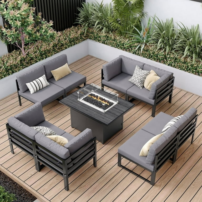 Kallabe Outdoor Modular Conversation Set with Fire Pit Table - Main Image