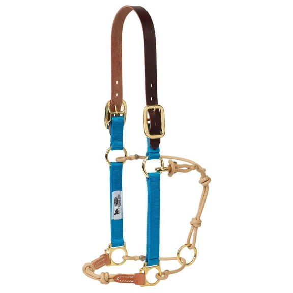 Weaver Leather Breakaway Horseman's Halter with Rope Noseband Hurricane Blue / Weanling