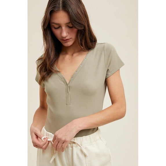 *Kalliope Ribbed Bodysuit - S. Olive