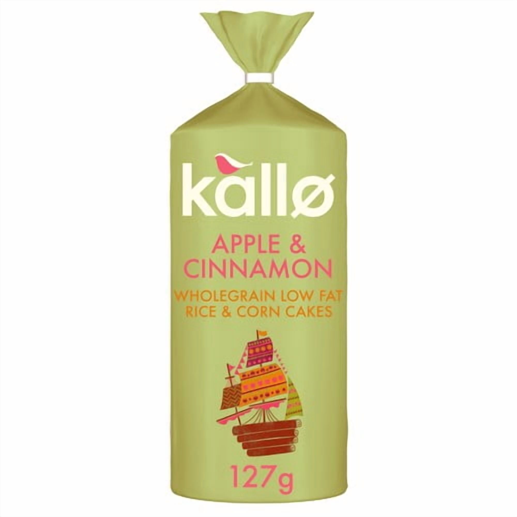 Kallo Apple & Cinnamon Rice Cakes 127g, British Import (Pack of 3)