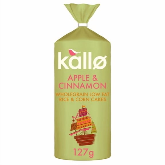 Kallo Apple & Cinnamon Rice Cakes 127g, British Import (Pack of 3)