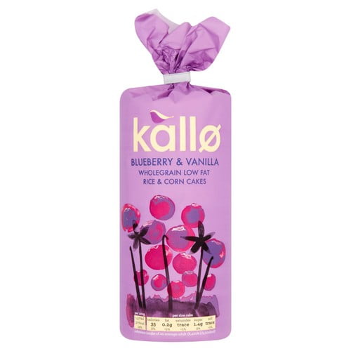Kallo Blueberry & Vanilla Rice & Corn Cakes 131g, British Import (Pack of 2)