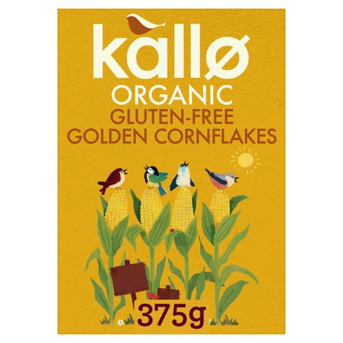 Kallo Gluten Free Organic Cornflakes 375g, British Import (Pack of 3)