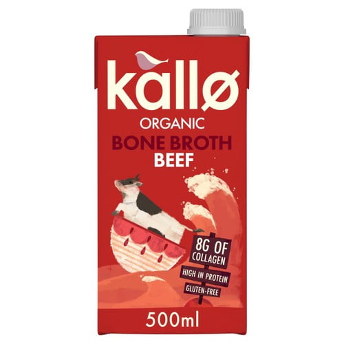Kallo Organic Beef Bone Broth 500ml, British Import (Pack of 2)