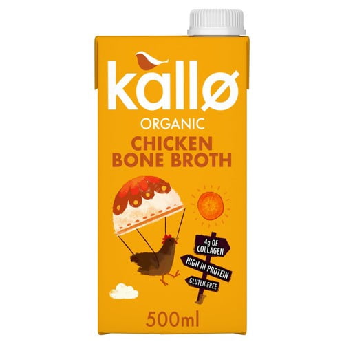 Kallo Organic Chicken Bone Broth 500ml, British Import (Pack of 3)