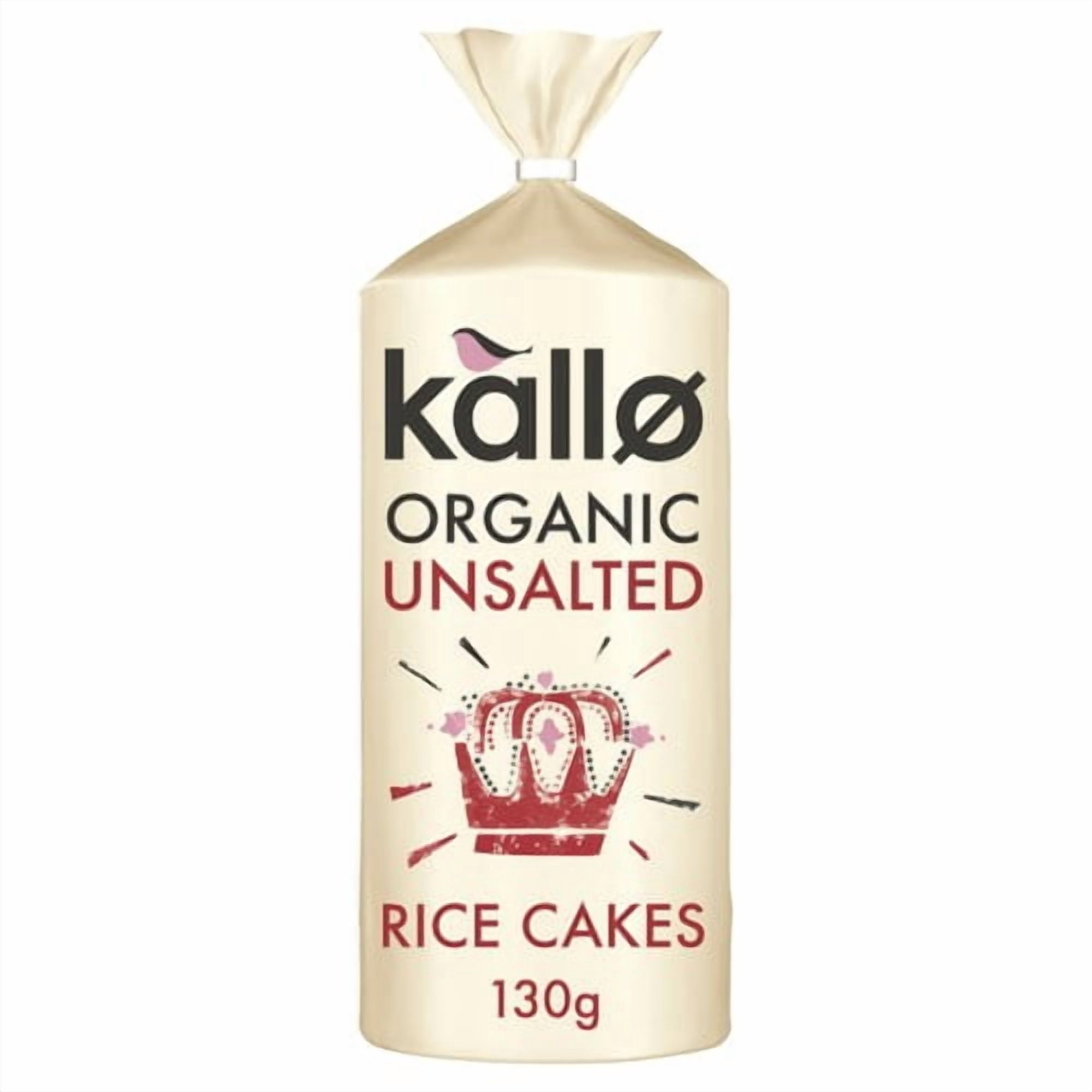 Kallo Organic Unsalted Rice Cakes 130g, British Import (Pack of 3)
