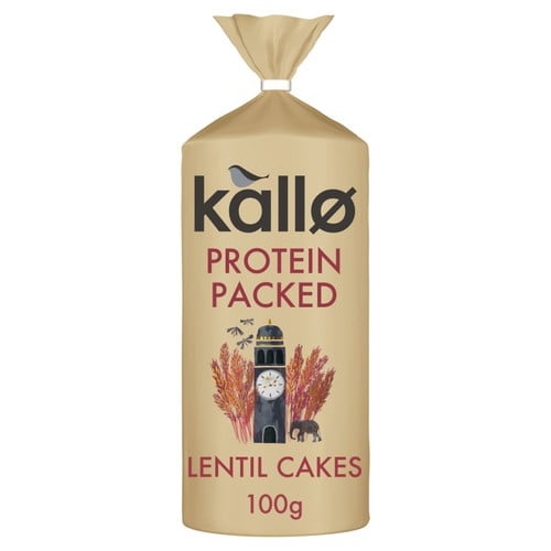 Kallo Protein Packed Lentil Cakes 100g, British Import (Pack of 6)